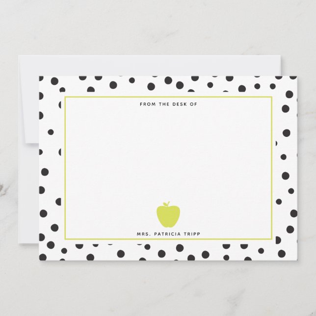 Tarjeta Pequeña Maestra de Apple Polka Dot Neon (Anverso)