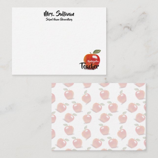 Tarjeta Pequeña Maestra de jardín de infancia de Apple Rojo person (Anverso / Reverso)