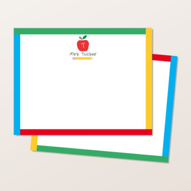 Tarjeta Pequeña Maestra monograma de Apple Pencil Cute Colores Pri (Subido por el creador)