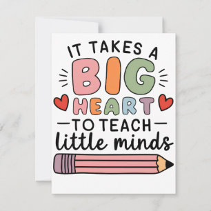 Tarjeta Pequeña Maestro Se Necesita Un Gran Corazón Para Enseñar M