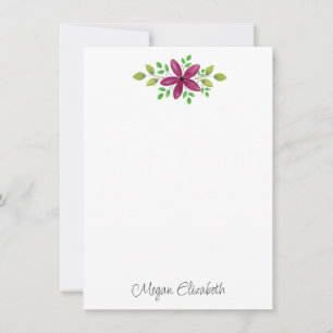 Tarjeta Pequeña Magenta Púrpura Acuarela Floral