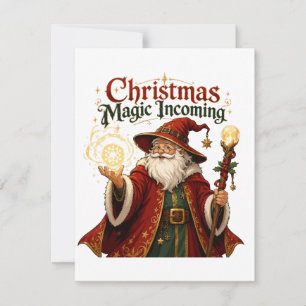 Tarjeta Pequeña Magia de Navidad Llegando Mago Santa Claus