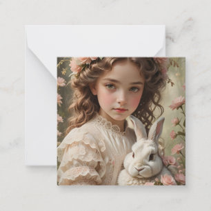 Tarjeta Pequeña Magia de Pascua - Chica con corona de flores y con