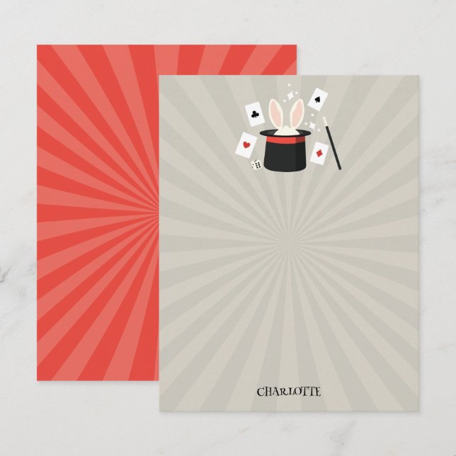 Tarjeta Pequeña Magic Show Magician Kids Birthday Custom Name (Anverso / Reverso)
