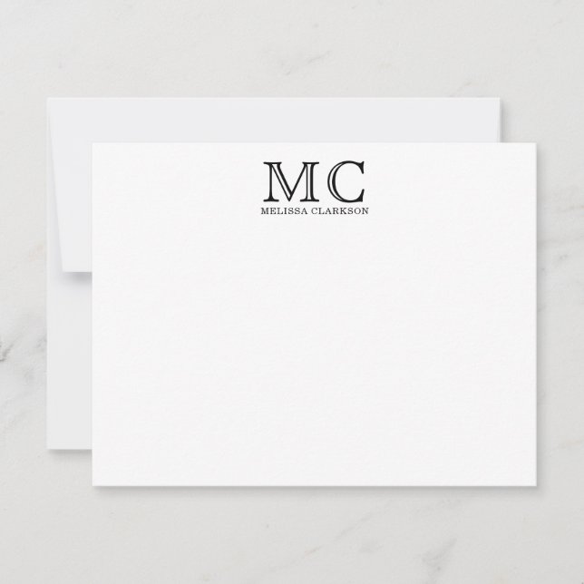 Tarjeta Pequeña Magnífica tipografía clásica de monograma negro (Anverso)