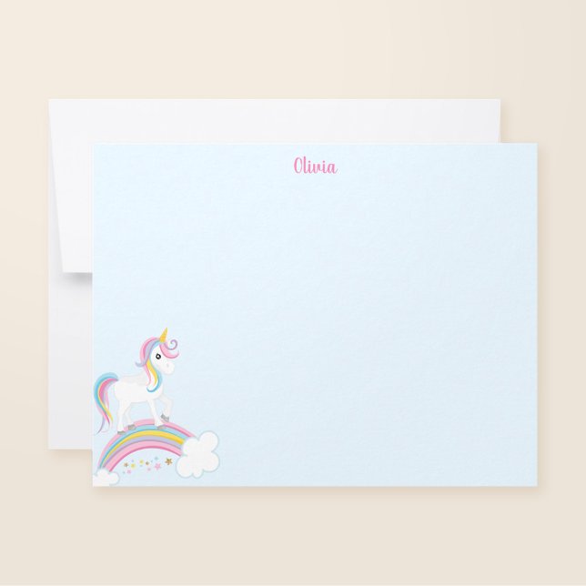 Tarjeta Pequeña Magnífico arcoiris unicornio azul personalizado (Subido por el creador)