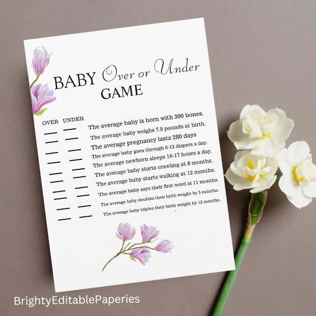 Tarjeta Pequeña Magnolia florece sobre o bajo juego de Baby Shower (Subido por el creador)