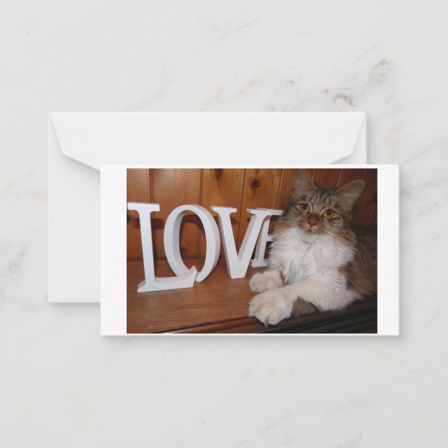 Tarjeta Pequeña Maine coon love cat 3.5 x 2 (Anverso)