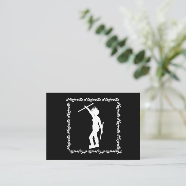 Tarjeta Pequeña Majorette Twirler Notecard #3 (Blanco Negro) (Anverso de pie)