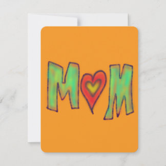 Tarjeta Pequeña Mamá con corazón Arte dibujado a mano Amarillo