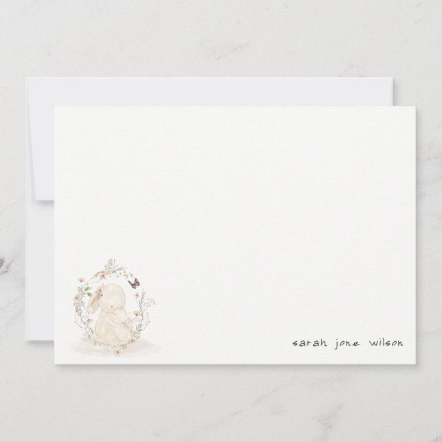 Tarjeta Pequeña Mamá de bebé suave lindo Bunny Floral Wreath Baby  (Anverso)