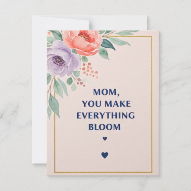 Tarjeta Pequeña Mamá, haces florecer todo (Anverso)