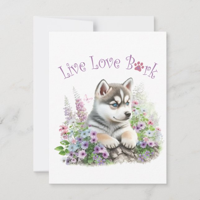 Tarjeta Pequeña Mamá Husky Floral (Anverso)