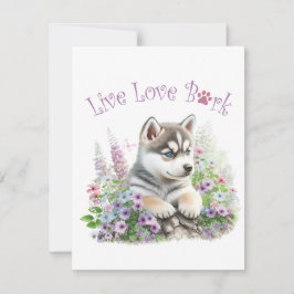 Tarjeta Pequeña Mamá Husky Floral