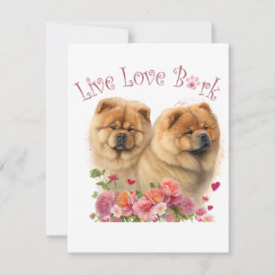 Tarjeta Pequeña Mamá Perro Chow Chow Floral