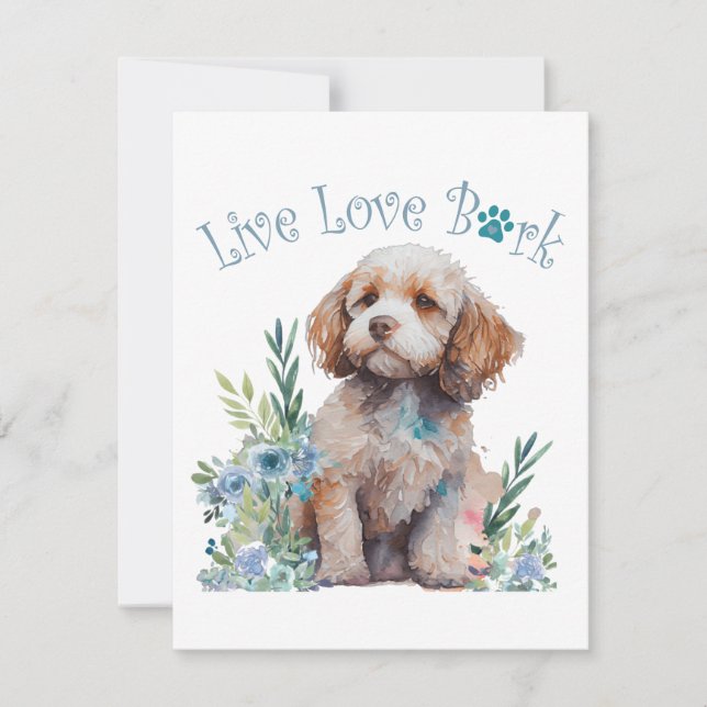 Tarjeta Pequeña Mamá Perro Cockapoo Floral (Anverso)