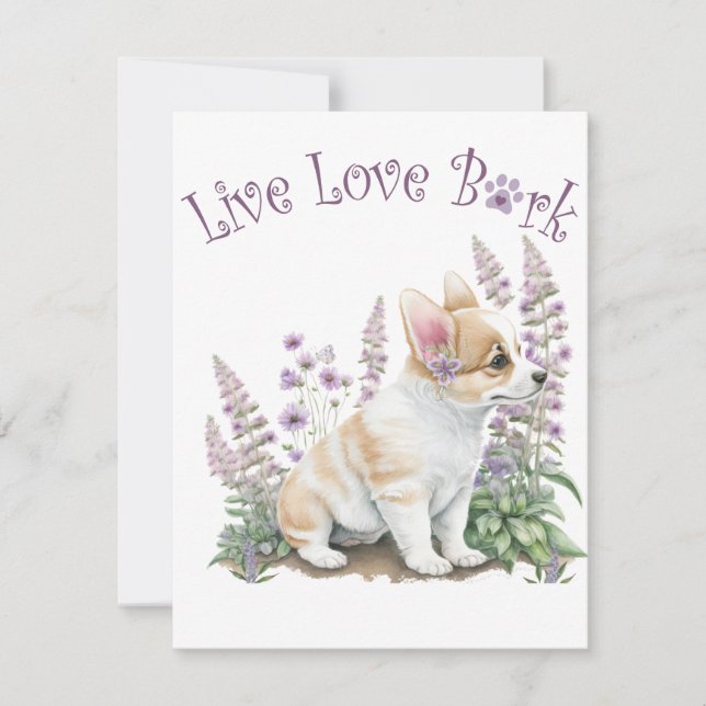 Tarjeta Pequeña Mamá Perro Corgi Floral (Anverso)
