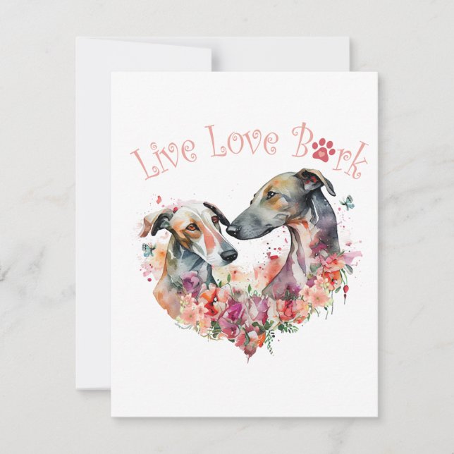 Tarjeta Pequeña Mamá Perro Galgo Floral (Anverso)