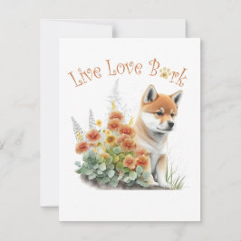 Tarjeta Pequeña Mamá Perro Shiba Inu Floral