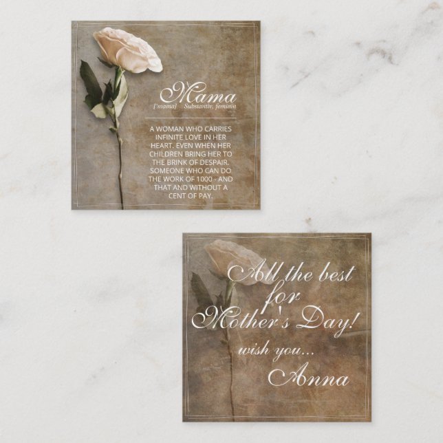 Tarjeta Pequeña Mamá - simplemente irremplazable - cosecha (Anverso / Reverso)