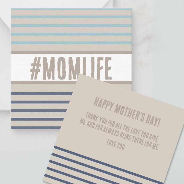 Tarjeta Pequeña Mami turquesa azul y beige (mother's day card momlife)