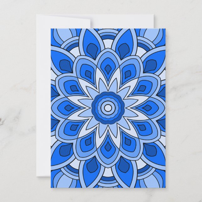 Tarjeta Pequeña Mandala en azul (Anverso)