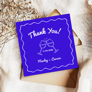 Tarjeta Pequeña Mano caprichosa del Boda Azul real Gracias