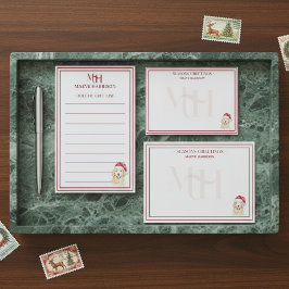 Tarjeta Pequeña Mano de nombre personalizado dibujado de oro Santa