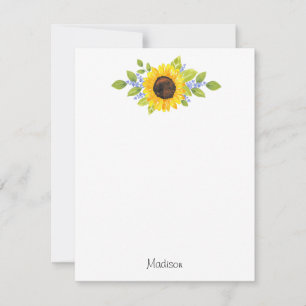 Tarjeta Pequeña Mano Pintada Acuarela Cañón De Girasol