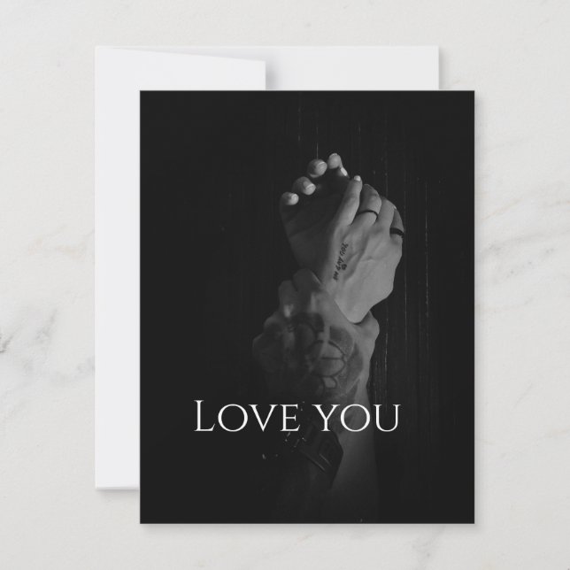 Tarjeta Pequeña Manos de dos mujeres en manos de un hombre (Anverso)