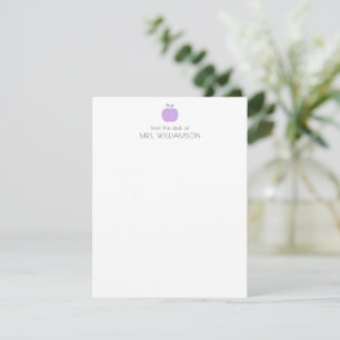 Tarjeta Pequeña Manzana Morada Personalizada De La Oficina De Prof