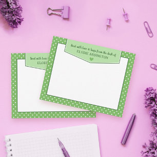 Tarjeta Pequeña Manzanas de Polka Verde con corazón mandado con am