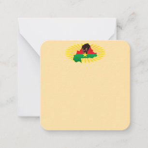 Tarjeta Pequeña Mapa de Burkina, bandera y puño de la revolución