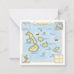 Tarjeta Pequeña Mapa de las Islas Galápagos con marco ordenado