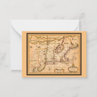 Tarjeta Pequeña Mapa de New England de tribus nativas estadouniden