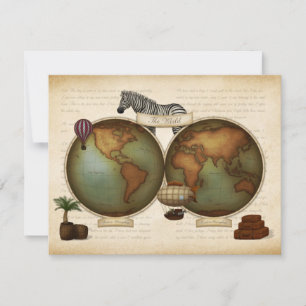 Tarjeta Pequeña Mapa de Steampunk del Neo-Victoriano World Travele