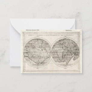 Tarjeta Pequeña Mapa Mundial Antiguo de 1598 Cartografía Latina