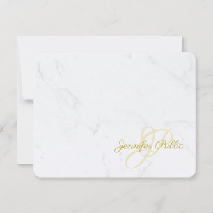 Tarjeta Pequeña Marble Gold Caligrafiado Script Name Modern Trendy