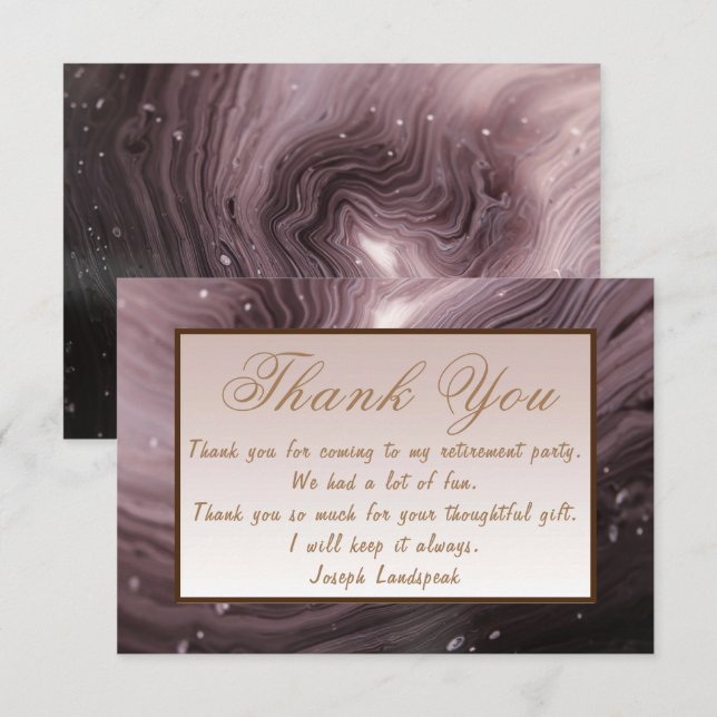 Tarjeta Pequeña Marble marble marble feliz retiro gracias (Anverso / Reverso)