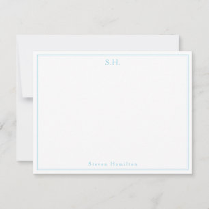 Tarjeta Pequeña Marca clásica de bebé luz azul Monograma Minimalis