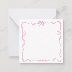 Tarjeta Pequeña Marco de cinta de lazo rosa pastel femenino lindo