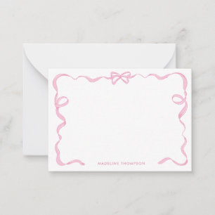 Tarjeta Pequeña Marco de cinta de lazo rosa pastel femenino lindo