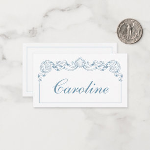 Tarjeta Pequeña Marco de Cresta de Cinta Azul y Blanco Personaliza
