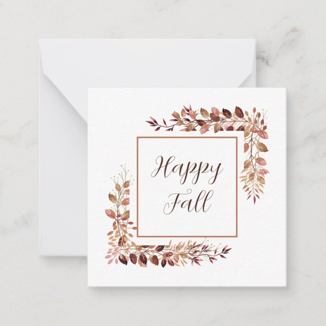 Tarjeta Pequeña Marco de hojas de otoño con texto personalizable  (Anverso)