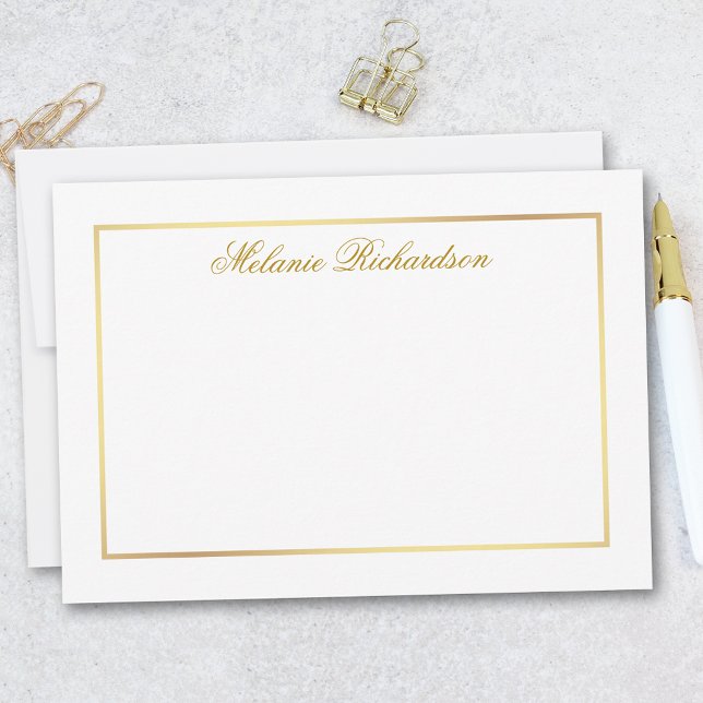 Tarjeta Pequeña Marco de oro elegante pero sencillo - Elegir tamañ (Customize to change text color,  text style or to add more text to back of card.)