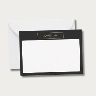 Tarjeta Pequeña Marco de Oro Nombre Personalizado Lujo Negro Profu