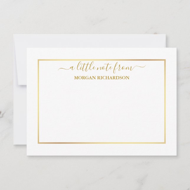 Tarjeta Pequeña Marco dorado elegante - Elegir tamaño - Personaliz (Anverso)