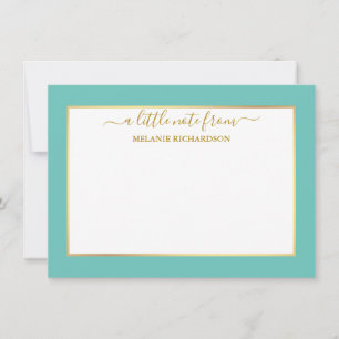 Tarjeta Pequeña Marco dorado elegante - Elegir tamaño - Verde azul