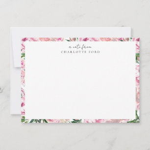 Tarjeta Pequeña Marco floral Botánico Rubor Pink Peony Greenery