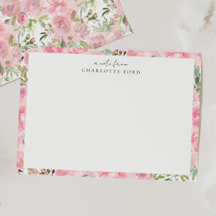 Tarjeta Pequeña Marco floral de color amarillo rosado Rosa de peon